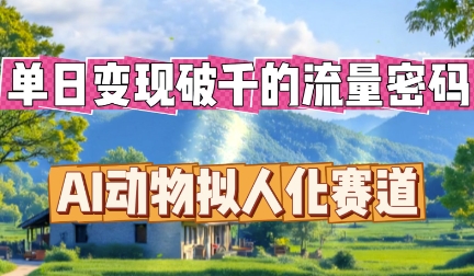 单日变现破k的流量密码，AI动物拟人化赛道-青年云网创—高质量项目商城